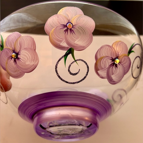 Hand painted Madiggan Australia, purple, floral bowl. 8.25” - Picture 4 of 9